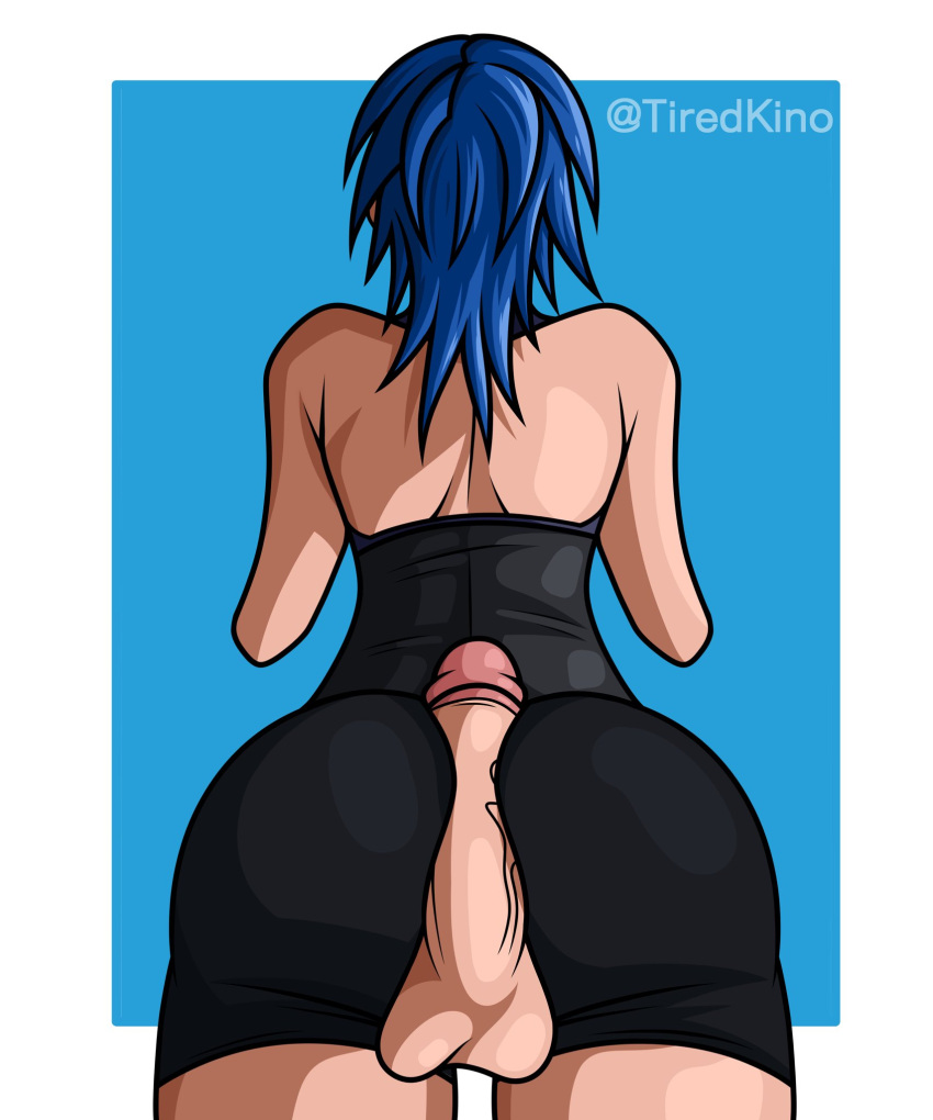 aqua_(kingdom_hearts) assjob back_view blue_hair buttjob covered_buttjob disney half-dressed half_naked kingdom_hearts kingdom_hearts_iii penis short_shorts square_enix tiredkino