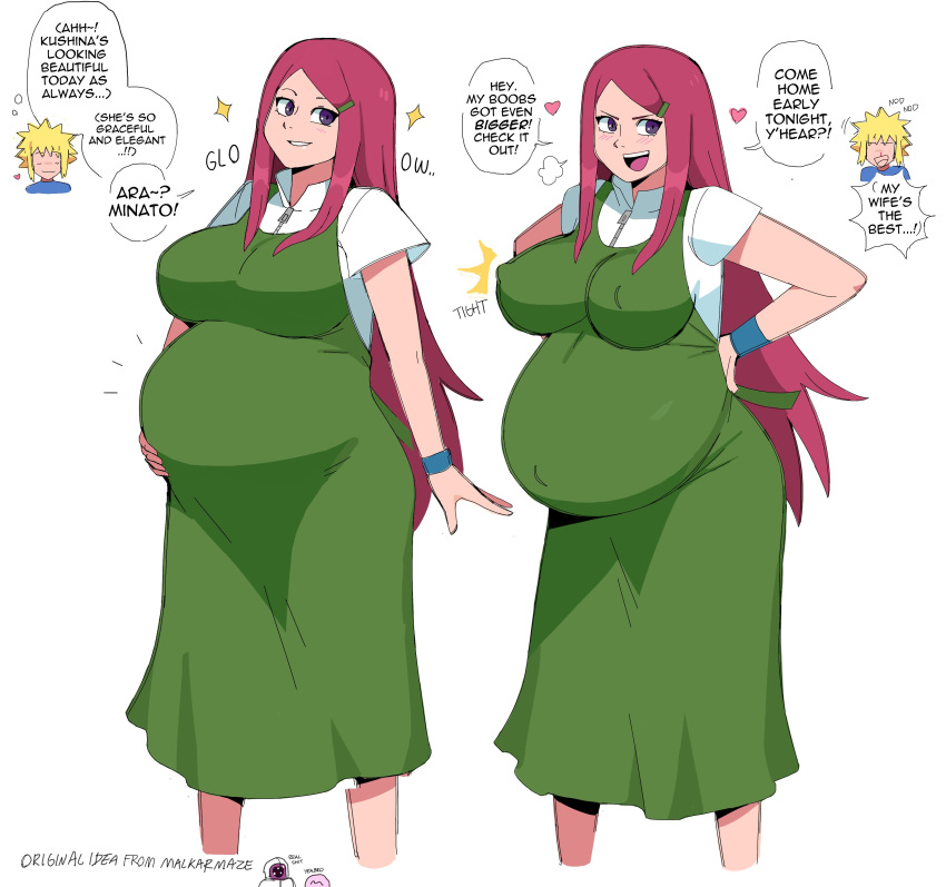 1boy 1girls big_breasts breasts canon_pregnancy cleavage dr-worm female huge_belly husband_and_wife large_breasts lewdlemage married_couple namikaze_minato naruto naruto_shippuden pregnant ready_to_pop solo_focus uzumaki_kushina