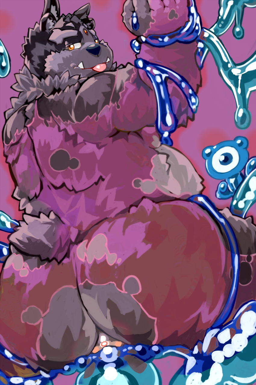 3_eyes absurd_res anal anal_masturbation anal_sex anthro anus ass belly big_butt blep goo_creature hi_res looking_back male male_penetrated masturbation multi_eye nude overweight overweight_anthro overweight_male penetration pikaqoo solo tokyo_afterschool_summoners tongue tongue_out tsathoggua video_games