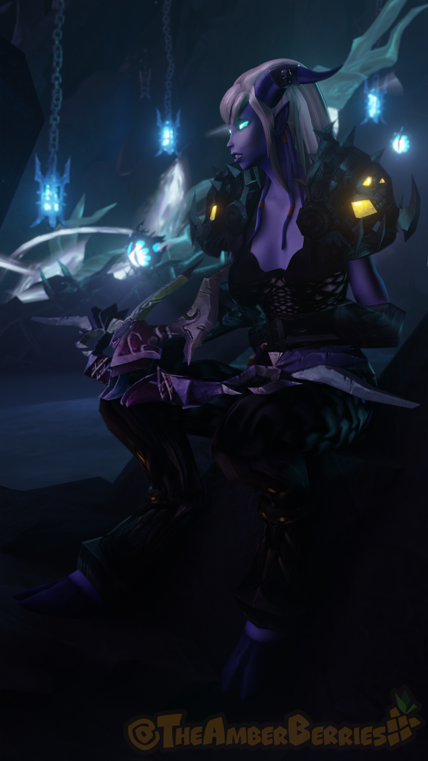 3d draenei female mawsworn shadowlands svayaa the_maw_(warcraft) world_of_warcraft wow