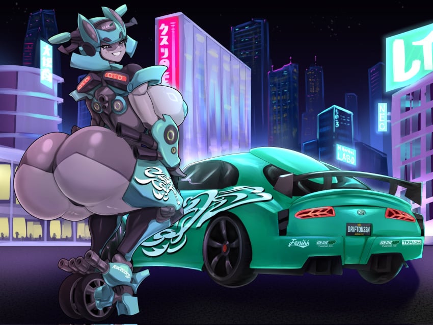 1girls ass big_ass big_breasts bottom_heavy breasts bubble_butt busty car commission crouching fat_ass female female_only huge_ass large_ass large_breasts looking_at_viewer looking_back massive_ass original original_character robot robot_girl solo squatting thecon thick_ass thick_thighs thunder_thighs vehicle wide_hips