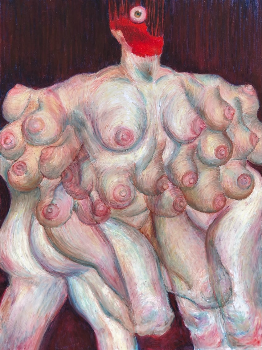 2022 amalgamation amputee areola blood bodily_fluids breasts butt disability female headless hi_res human ink-the-artist mammal monster multi_breast nipples nude solo traditional_media_(artwork)