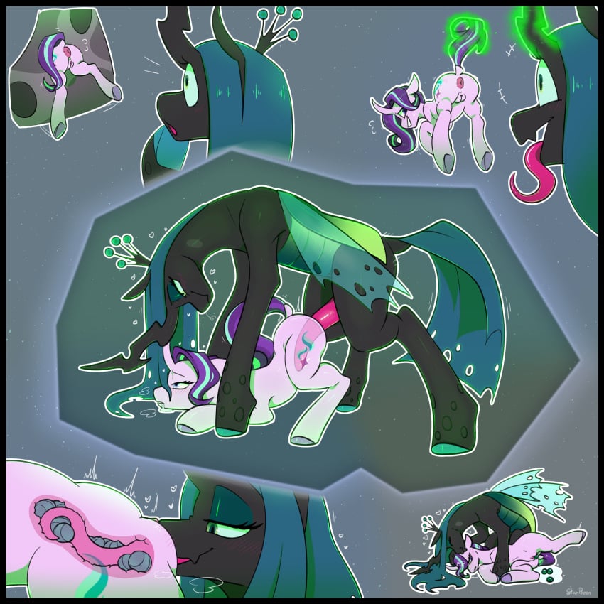 1:1 absurd_res animal_genitalia animal_penis anus arthropod ass ass_up big_penis black_border blush blush_lines bodily_fluids body_blush border breath changeling_(mlp) clitoris crown cutie_mark digital_media_(artwork) drooling duo egg egg_implantation egg_in_vagina embarrassed equid equine erection excited eyelashes eyeshadow female female_penetrated feral friendship_is_magic fur genital_fluids genitals green_eyes grey_body gynomorph gynomorph/female gynomorph_penetrating happy hasbro headgear heart_symbol hi_res hooves horn horse insect_wings intersex intersex/female intersex_penetrating intersex_penetrating_female kissing leaking leaking_vagina lidded_eyes looking_at_another magic magic_user makeup mammal motion_lines multicolored_hair my_little_pony mythological_creature mythological_equine mythology naked nervous nervous_smile nervous_sweat nude on_top_of_another open_mouth oral oviposition ovipositor ovipositor_in_pussy ovipositor_penetration ovipositor_penis penetration penile penile_penetration penis penis_in_vagina pink_body pink_fur pony puffy_anus queen_chrysalis_(mlp) raised_tail saliva sex simple_background size_difference smile starlight_glimmer_(mlp) starpeeen stuck surprised sweat tail telekinesis through_wall tongue tongue_out tongue_penetration unicorn vaginal_penetration vulva vulva_blush wings x-ray x-ray_view