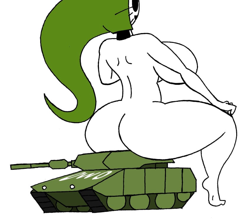 1girls ass barefoot battle_tank big_ass big_breasts big_butt breasts completely_nude completely_nude_female female female_only from_behind full_body mario_(series) naked naked_female nude nude_female owo rexon02 shy_gal siseboob sitting smile solo solo_female tagme tank white_background