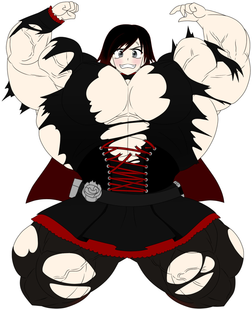 1girls depraveddefense hyper_muscles muscular_female ripped_clothing ruby_rose rwby tagme veiny_muscles