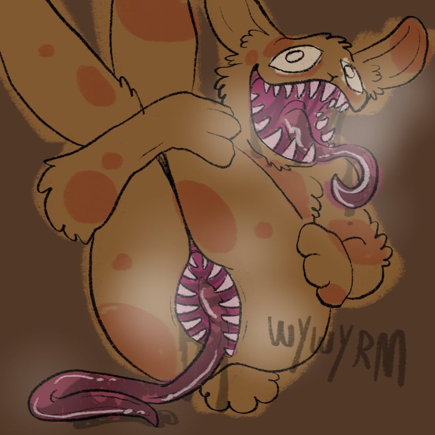 1:1 ambiguous_gender animal_hospital anomaly anomaly_(animal_hospital) anthro bodily_fluids drooling drooling_tongue furry genitals hi_res lagomorph leporid long_tongue mammal markings monster mouth_for_vulva nude nude_anthro open_mouth rabbit roblox roblox_game saliva sharp_teeth solo spots spotted_markings teeth tongue tongue_out vagina_dentata vulva wywyrm