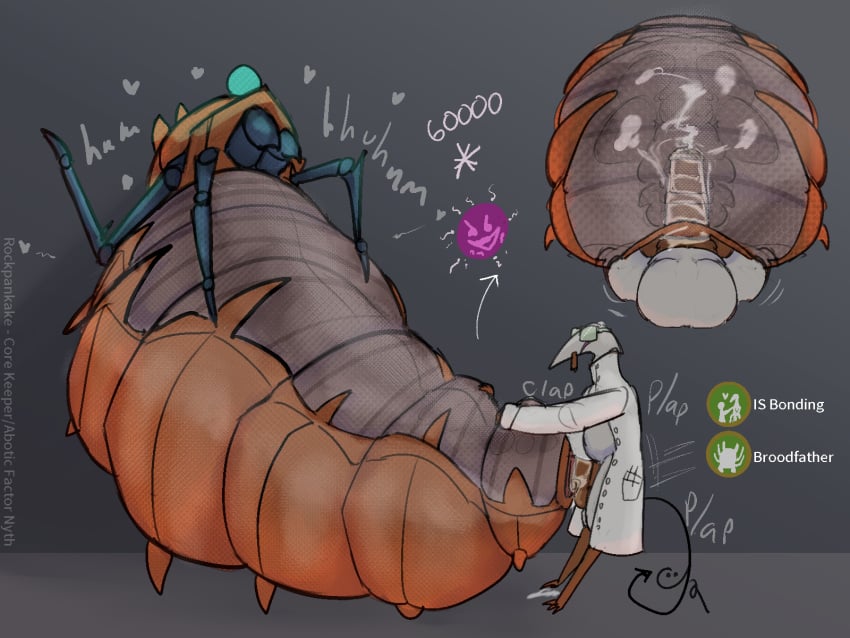2026 4:3 abiotic_factor animal_genitalia animal_penis anthro arthropod arthropod_abdomen bodily_fluids brown_body clothing coat core_keeper cum cum_in_vagina cum_inside digital_media_(artwork) english_text equine_genitalia equine_penis eyewear female feral gameplay_mechanics genital_fluids genitals glasses heart_symbol hi_res impregnation impregnation_kink insect insectophilia lab_coat lying male miteling multicolored_body nyth_the_gluttonous on_back ovum ovum_with_face penetration penis rockpankake roi_(rockpankake) sex smoking standing text topwear translucent translucent_body two_tone_body vaginal vaginal_penetration wearing_glasses white_body