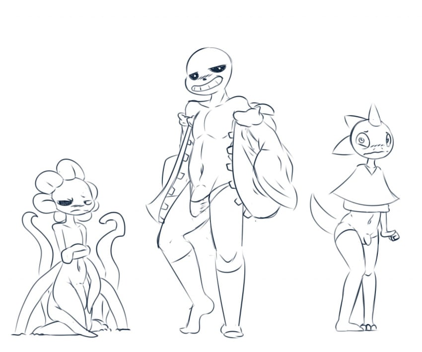 3boys anthro anthrofied blush bulge crossdressing embarrassed femboy feminine_male flowey_the_flower gay girly humanoid jacket leggings male male_focus male_only malesub monster_kid penis penis_out penis_size_difference petite petite_body plantie posing sangelia sans showing_off size_difference sketch small_penis stripping tagme thighhighs tiny_penis undertale