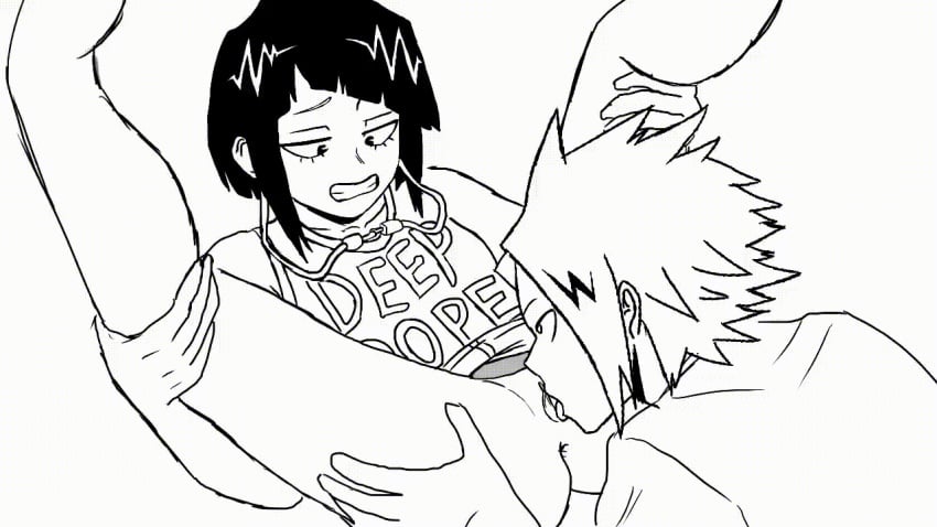 1boy 1boy1girl 1girls animated bob_cut bottomless cunnilingus denki_kaminari earlobe_jacks edit female holding_legs_up kyoka_jiro legs_apart legs_held_open legs_spread legs_up licking_pussy male male/female monochrome my_hero_academia oral partially_clothed pussy shirt shoganight straight teeth_clenched tongue