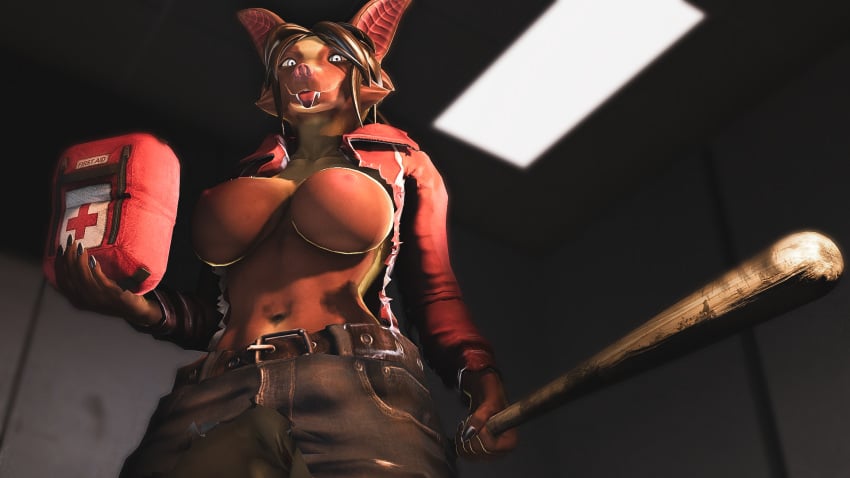 16:9 3d 3d_(artwork) anthro baseball_bat bat_(object) bat_(petruz) bottomwear breasts brown_body brown_fur brown_hair chiropteran clothed clothing denim denim_clothing digital_media_(artwork) elevator exposed_breasts female first_aid_kit fur genitals grey_eyes hair hi_res jacket jeans left_4_dead_(series) looking_at_viewer low-angle_view mammal medical_instrument navel nipples nude pants pussy ragged_clothing scientific_instrument smile smiling_at_viewer solo source_filmmaker tongue tongue_out topwear torn_clothing valve video_games widescreen wuzy2121 zoey_(left_4_dead)