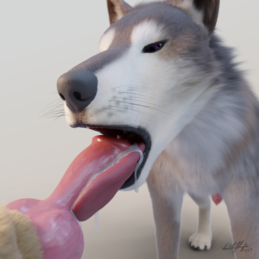 1:1 2021 3d_(artwork) animal_genitalia animal_penis bodily_fluids bodily_fluids_in_mouth canid canine canine_penis canis cum cum_drip cum_in_mouth cum_inside digital_media_(artwork) dripping duo ejaculation fellatio feral fur genital_fluids genitals hi_res knot male male/male mammal oral penile penis purple_eyes sex signature simple_background tongue tongue_out vonfluffington wolf