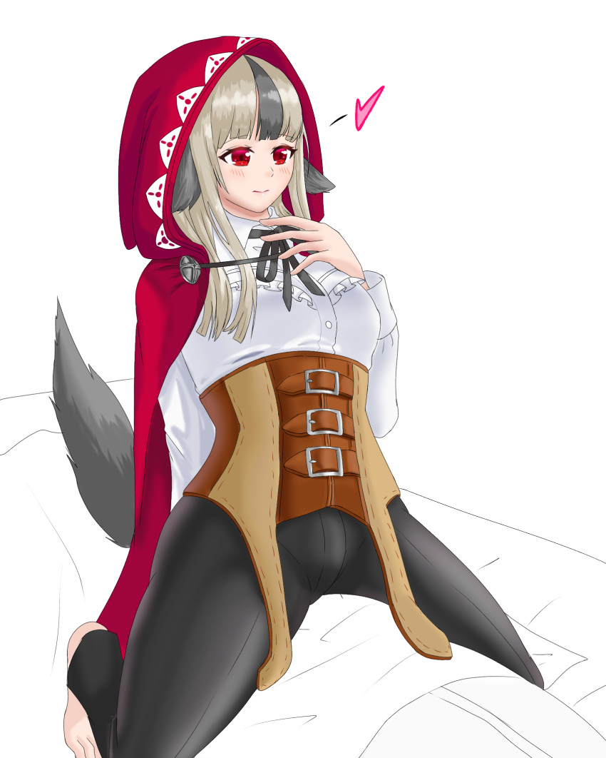 1girls barefoot fire_emblem fire_emblem_fates hood long_hair multicolored_hair neko_(artist) nintendo red_eyes smile solo solo_female velouria velouria_(fire_emblem) wolf_girl