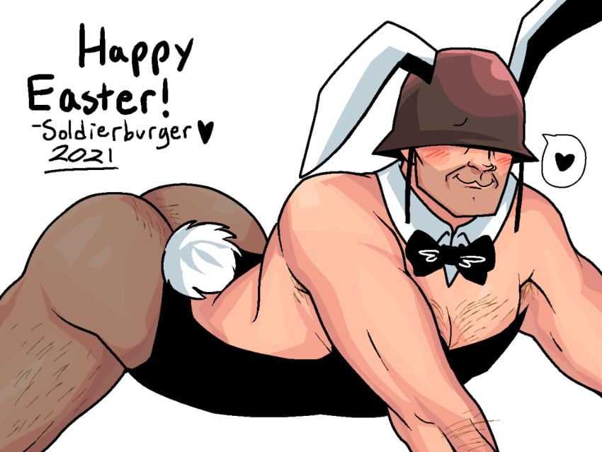 ass ass_up bara bunny_ears bunnysuit gay pecs soldier soldier_(team_fortress_2) team_fortress_2 unrealreality yaoi