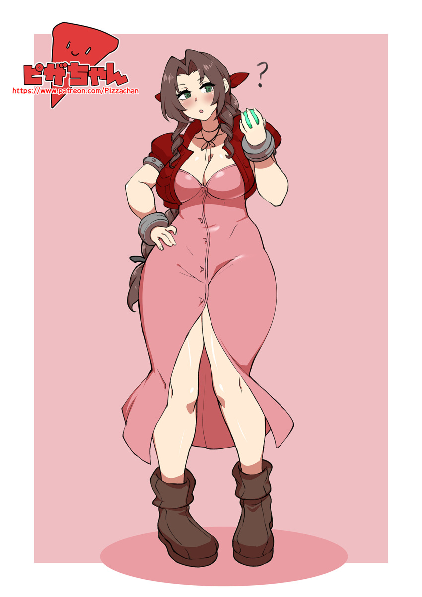 1girls aerith_gainsborough clothed clothing curvy curvy_body curvy_female curvy_figure female female_only final_fantasy final_fantasy_vii fully_clothed human light-skinned_female light_skin pale_skin pizzachan solo thick thick_thighs transformation transformation_sequence voluptuous