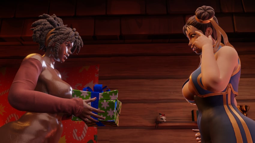 3d capcom chun-li chun-li_(fortnite) dark-skinned_female dark_skin doctor_slone drslone fortnite lacoux3d present presenting self_upload street_fighter