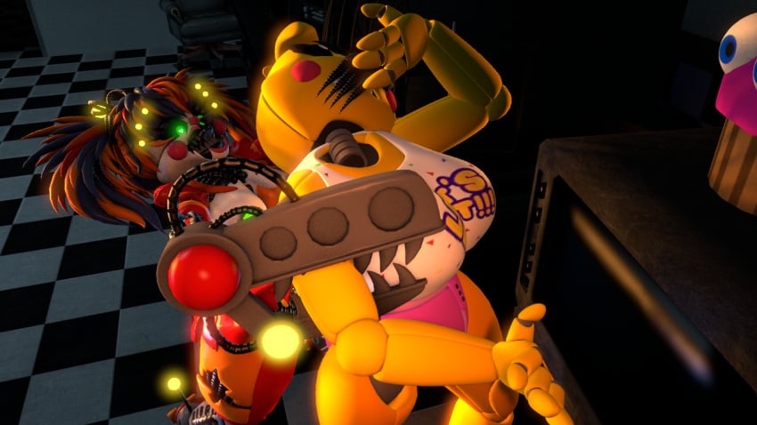 3d 3d_(artwork) animatronic_female animatronics baby_(fnafsl) chica_(fnaf) circus_baby circus_baby_(fnaf) five_nights_at_freddy's five_nights_at_freddy's:_sister_location five_nights_at_freddy's_2 fnaf forced forced_anal green_eyes rough_sex scrap_baby scrap_baby_(cosmic_trance) scrap_baby_(fnaf) sfm source_filmmaker yellow_body