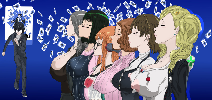 ann_takamaki big_breasts big_nipples clothing female haru_okumura human makoto_niijima male pale_skin persona persona_5 ren_amamiya running sae_niijima sakura_futaba wakaba_ishiki wankofool