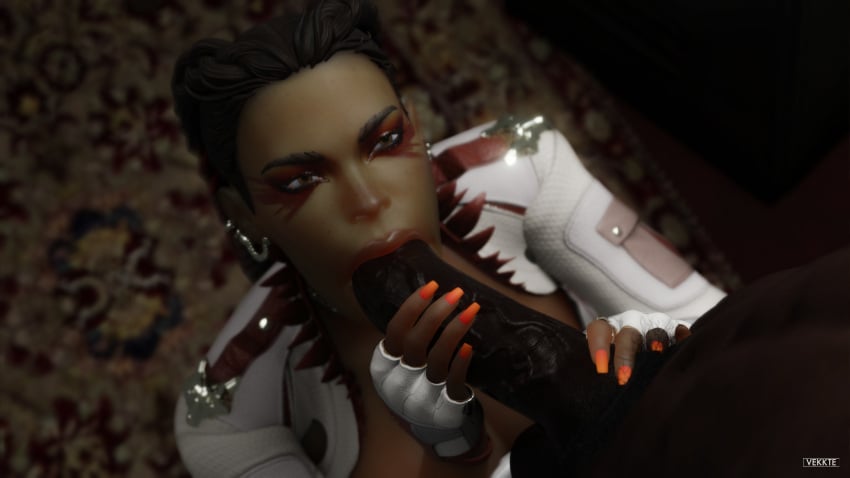 1boy 1girls 3d apex_legends blender dark-skinned_female dark-skinned_male dark_skin erection fellatio female handjob huge_cock interracial loba loba_(apex_legends) male oral penis seer_(apex_legends) straight vekkte