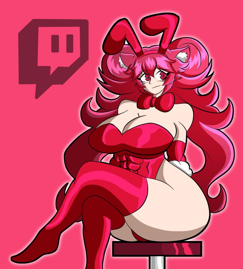 abs animal_ears big_ass big_breasts bunny_ears cleavage curvaceous curvy dat_ass hot_pink_hair latam_virtual_youtuber legs_crossed leotard light-skinned_female lunaria_ayaren ribbon sitting sm-ele_art solo_female stockings twintails virtual_youtuber voluptuous vtuber vtuberfanart wide_hips youtube_hispanic