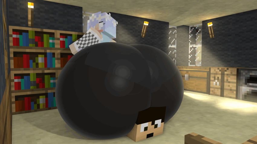 animated ass ass_bigger_than_body ass_bigger_than_head ass_bounce ass_expansion avana_kastenmeier(tittank) blush bouncing bouncing_butt butt_expansion embarrassed expansion gif huge_ass hyper_ass hyper_butt leggings loop mikhail_lavrineko(tittank) mine-imator minecraft panties see_through_clothing sitting_on_person squish tittank