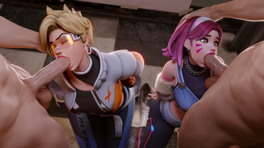 2boys 2girls 3d alternate_version_available antifragile_dazzle antifragile_traysi arms_behind_back balls blonde_hair blowjob breasts clothed_female_nude_male d.va earrings feet female ffmm_foursome foursome hand_on_head kneeling kneeling_oral_position le_sserafim male multiple_boys multiple_girls nude nude_male orange-tinted_eyewear overwatch overwatch_2 partial_male penis short_hair sunglasses thecount tinted_eyewear tracer unseen_male_face visor