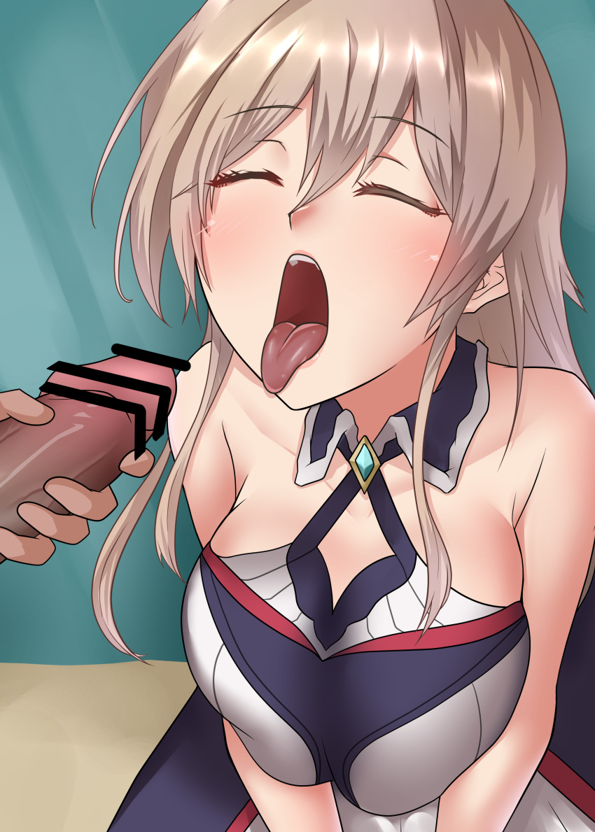 1girls bare_shoulders breast_squeeze censored facial furen_e_lustario kahun9893 large_breasts long_hair nijisanji open_mouth presenting_mouth tongue tongue_out unseen_male_face virtual_youtuber