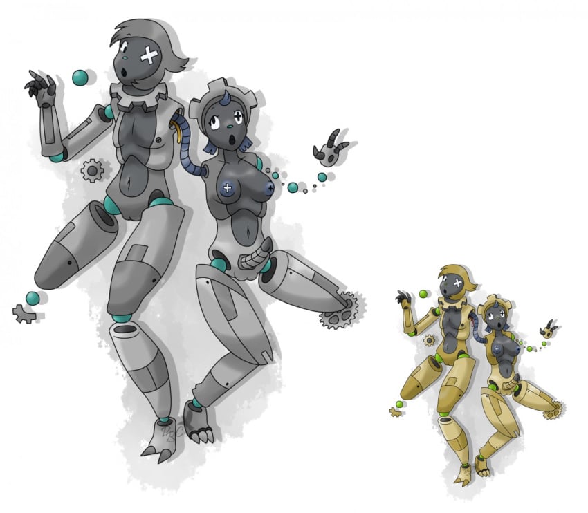 alternate_color amputee animate_inanimate anthro conjoined futanari gears hi_res klink metal open_mouth pitch-black-crow pokémon_(species) pokemon robot shiny_klink shiny_pokemon tagme