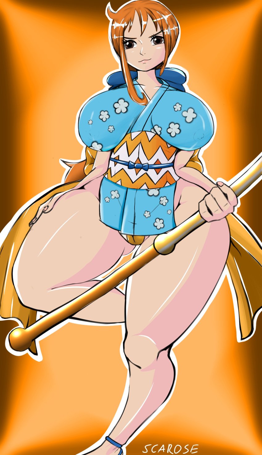 big_breasts female female_only nami narrow_shoulders onami one_piece orange_hair scarose thick_thighs thin_waist wide_hips