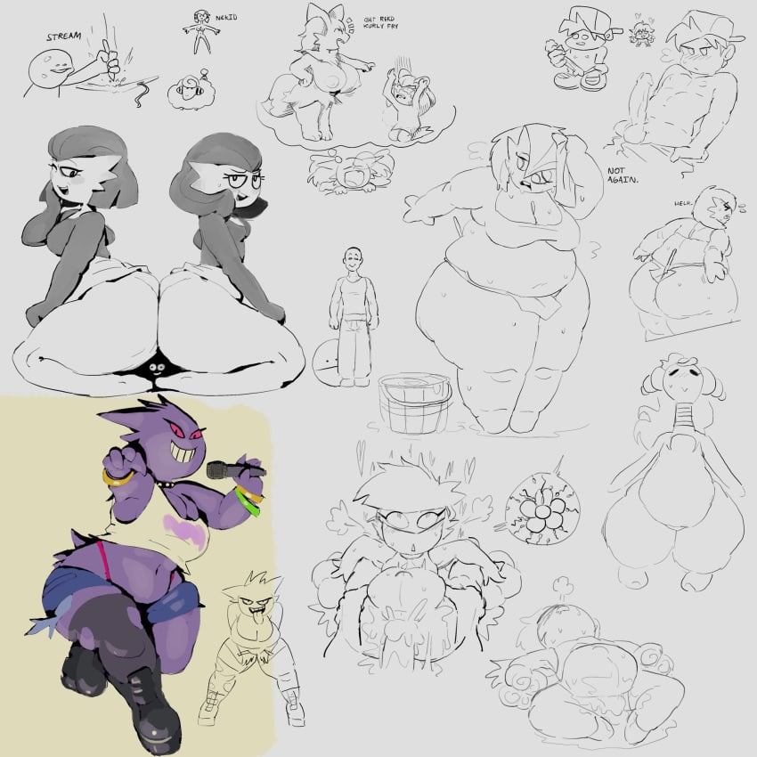 1boy 1girls 2girls anthro ass bbw big_ass big_breasts bodily_fluids boyfriend_(friday_night_funkin) braixen breasts chubby cleavage clothing cum dream electrode_(pokemon) elemental_creature elemental_humanoid female feral flora_fauna friday_night_funkin gardevoir gengar genital_fluids genitals hi_res huge_breasts human humanoid impregnation inflation kirlia male mammal mareep mega_ampharos mega_evolution nintendo oofrowdy overweight overweight_female ovum penis plant plant_humanoid pokémon_(species) pokemon pokemon_(species) roserade scarlet_(oofrowdy) sex shortstack sketch sperm_cell thick_thighs video_games