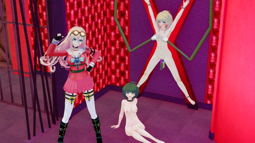 3d 3girls akamatsu_kaede bondage breasts collar danganronpa danganronpa_ultra_despair_girls danganronpa_v3 dominant_female female female_only femdom femsub iruma_miu koikatsu multiple_girls multiple_subs naegi_komaru nude saint_andrew's_cross sex_slave slavegirl spread_eagle straight_hair tickle_machine tickling tickling_feet tickling_machine tickling_nipples x_frame