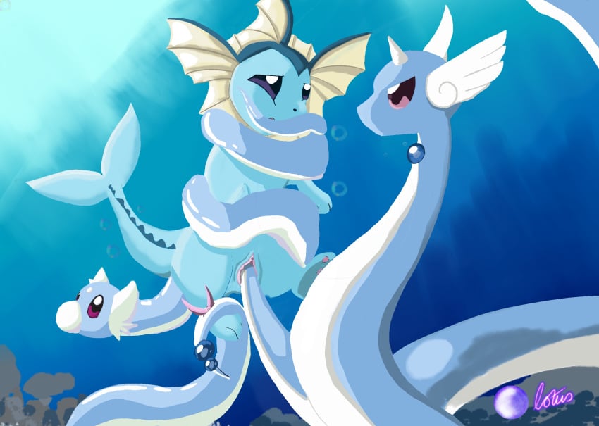 bondage bondage bound dragonair dratini eeveelution female forced group hi_res male male/female male/male nintendo penetration pokémon_(species) pokemon rape sex underwater underwater_sex vaporeon video_games water