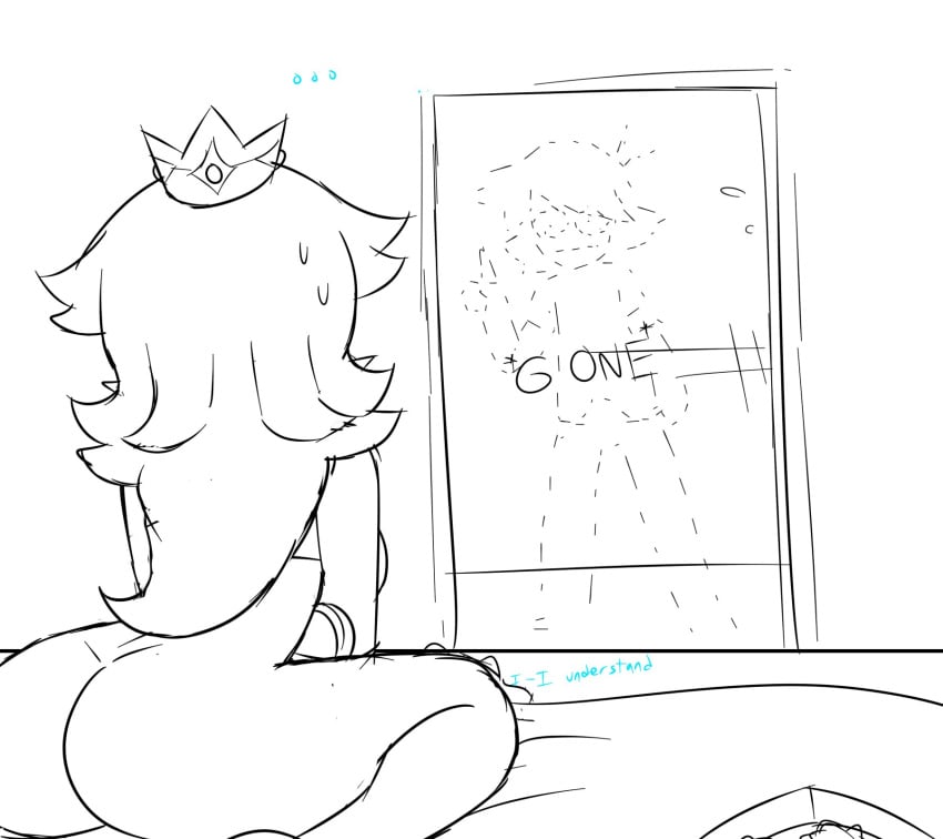 2people ass black_and_white brodtsumi mario_(series) nintendo princess_rosalina super_mario_galaxy tsumibro