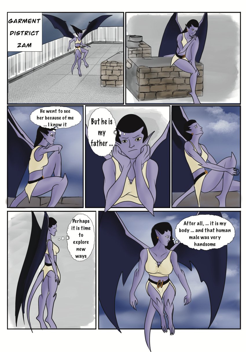 angela_(gargoyles) anthro comic cute disney gargoyles pornangel rooftop thinking