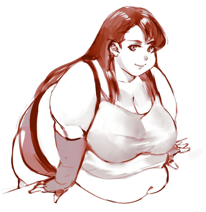 bamboo_ale belly_overhang big_belly chubby_cheeks cleavage cute cute_face fat final_fantasy final_fantasy_vii final_fantasy_vii_remake huge_breasts large_breasts leaning_forward love_handles obese obese_female overweight overweight_female plump stockings thick tifa_lockhart