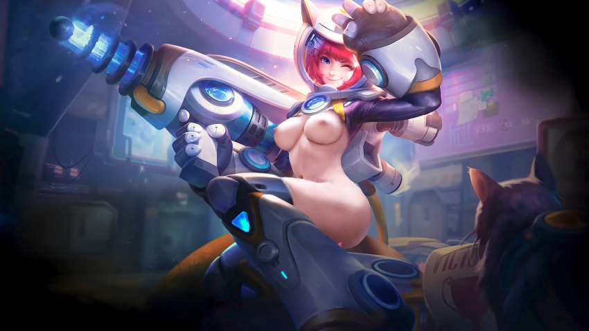 big_breasts cat edited gun kimmy_(mobile_legends) magenta_hair mobile_legends mobile_legends:_bang_bang schmunch spacesuit tagme