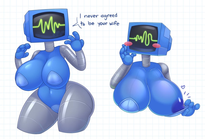 2d acstlu big_breasts blush breasts computer english_text female female_only heart huge_breasts humanoid karen_plankton marriage_proposal nickelodeon nipples robot robot_girl robot_humanoid screen_face smooth_skin spongebob_squarepants teasing text thick_thighs thighs tv tv_head wide_hips