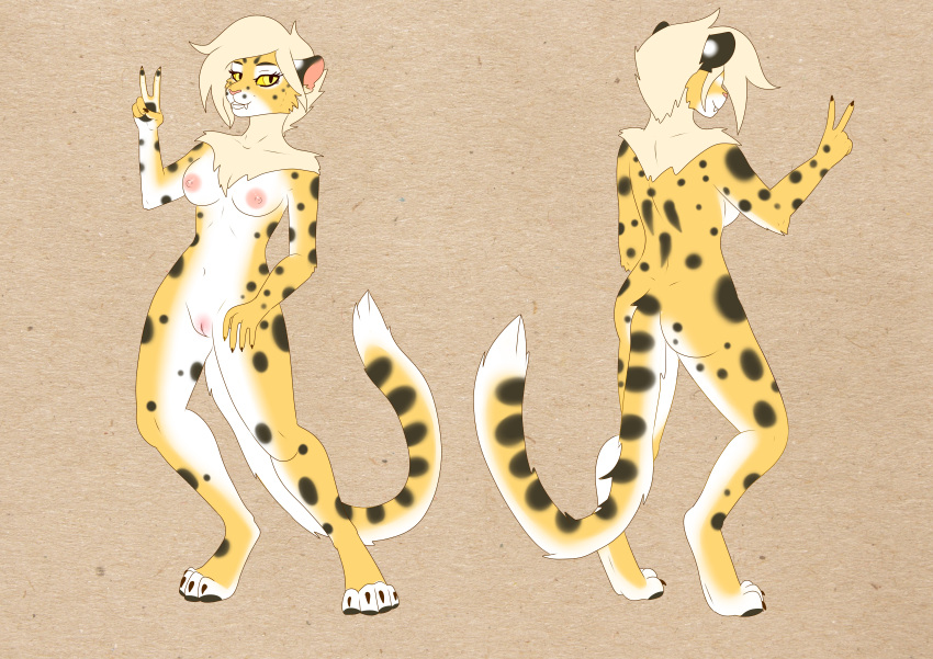 absurd_res amari anthro artbynit ass breasts digital_media_(artwork) felid feline female fur genitals hair hi_res looking_at_viewer mammal model_sheet nipples pussy serval simple_background solo spots