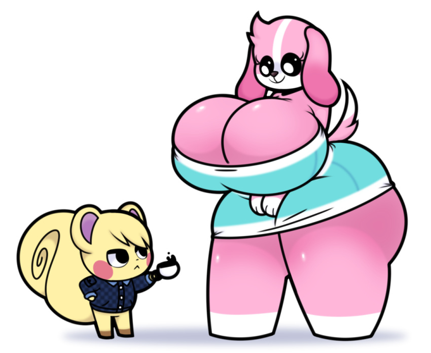 animal_crossing canine cookie_(animal_crossing) dewbber female huge_ass huge_breasts larger_female male marshal_(animal_crossing) nintendo size_difference smaller_male squirrel thick_thighs video_games wide_hips