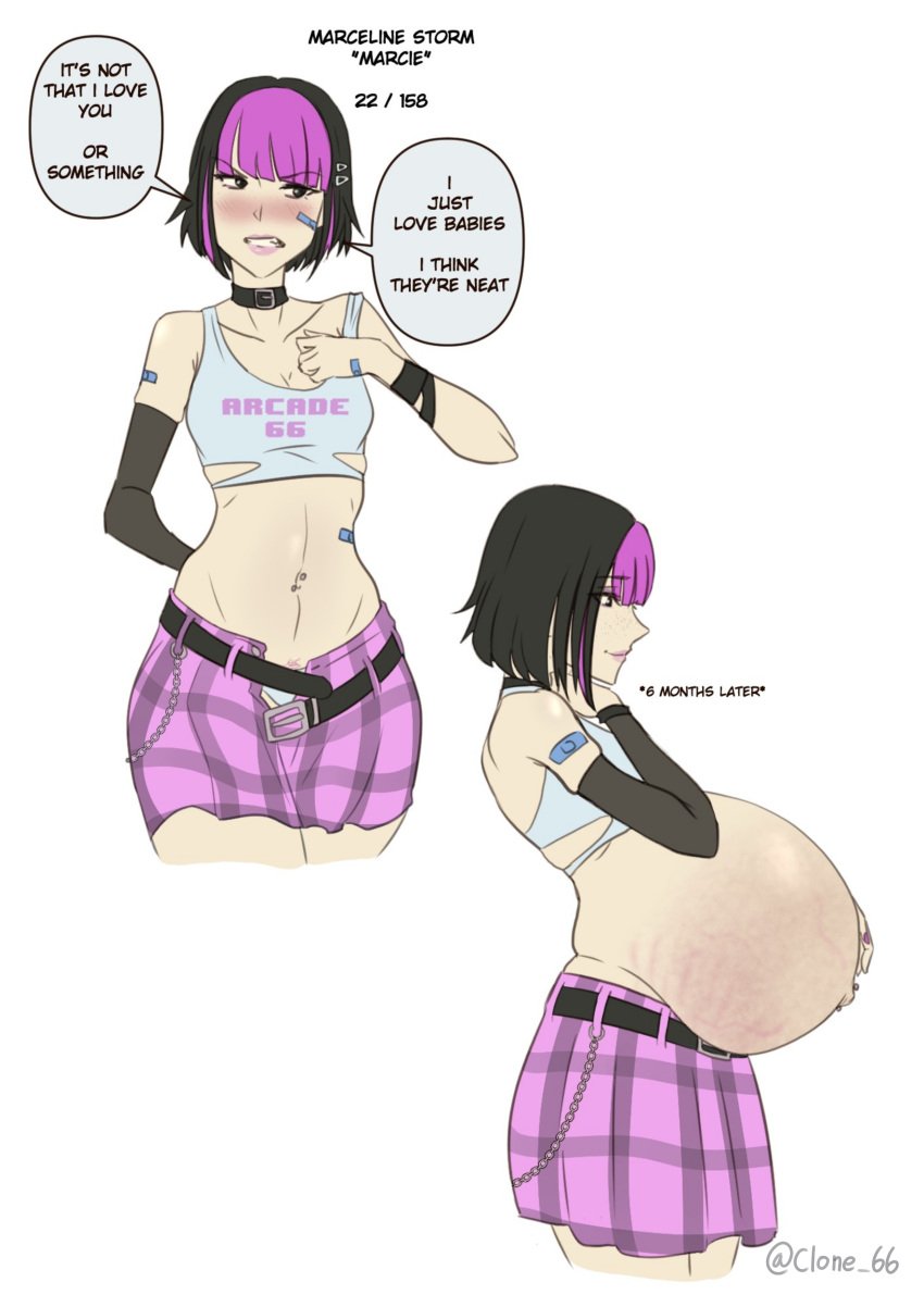 1girls clone66 female female_only huge_belly pregnant ready_to_pop speech_bubble text text_bubble torpedo_belly white_background