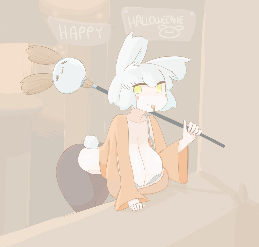 :3 carrot female halloween huge_breasts mae_(megadingus) megadingus rabbit_humanoid wide_hips