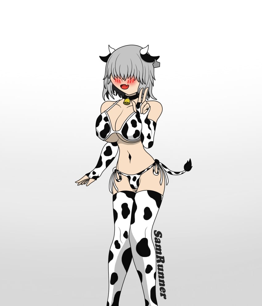 big_breasts breasts cow_bikini cow_girl cow_print female female_focus female_only large_breasts presenting samrunner small_waist solo solo_female solo_focus thick_thighs thighs uzaki-chan_wa_asobitai! uzaki_yanagi