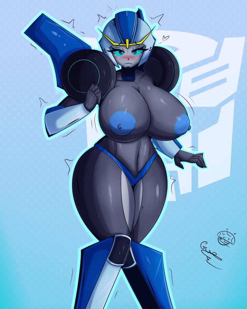 1girls 4:5 ass autobot big_ass big_breasts big_butt big_nipples blue_eyes blush breasts butt female female_only fembot hips huge_ass huge_breasts huge_butt large_ass large_breasts large_butt robot robot_girl solo strongarm_(transformers) thick thick_ass thick_legs thick_thighs thighs tr_yithaz transformers transformers_robots_in_disguise_(2015) wide_hips