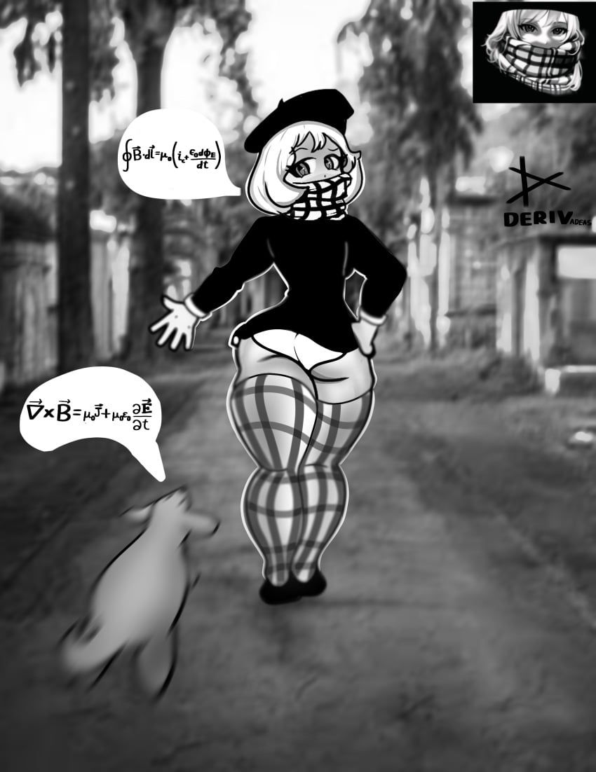 2d ass big_ass big_thighs black_and_white black_eyes breasts clothed derivadeas female female_focus female_only integraless meme only_female panties pupils rage_comics rule_63 thick_thighs thighhighs trollface trollface_(ai) white_background white_body white_hair white_skin