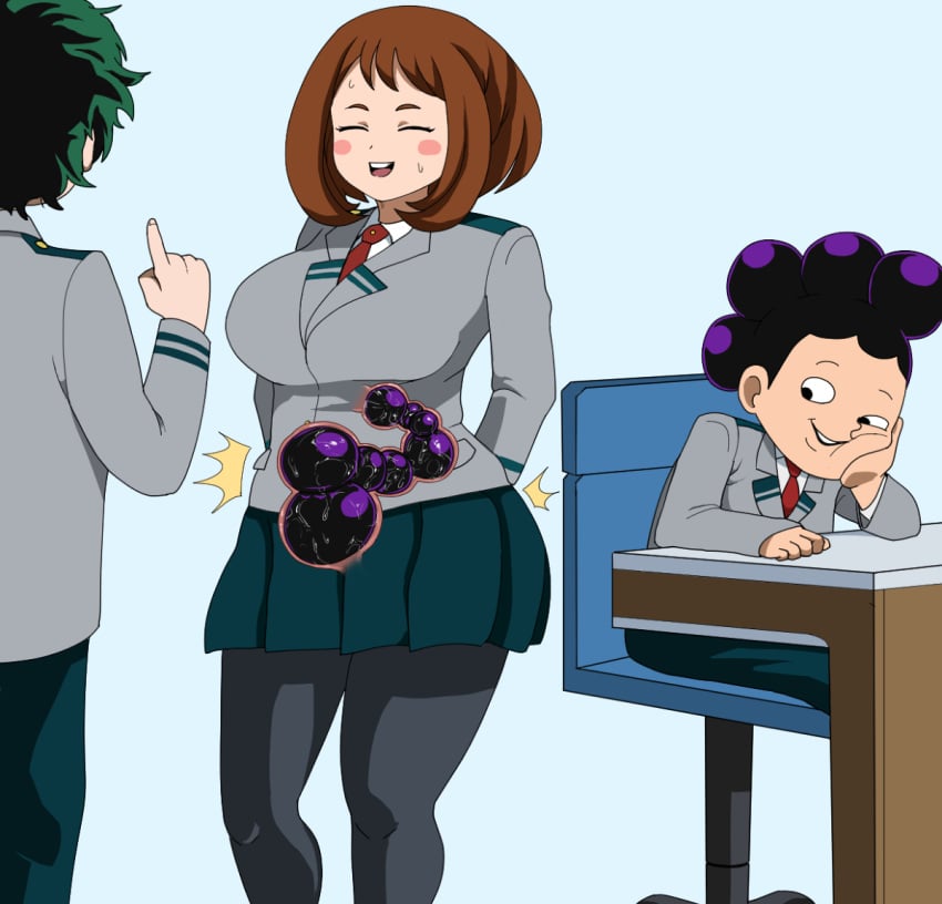 1girls 2boys anal anal_beads anal_insertion anal_masturbation blush_stickers boyfriend-girlfriend brown_hair cucked_by_friend curvy_female deep_anal deep_anal_insertion deep_insertion deku desk emanata feet_out_of_frame female_masturbation green_hair huge_anal_beads huge_anal_insertion huge_insertion index_finger_raised looking_at_another miniskirt minoru_mineta my_hero_academia nervous_sweat ntr ochako_uraraka office_chair pleated_skirt pulpawoelbo school_uniform short_hair simple_background sitting smile standing sweat tagme x-ray