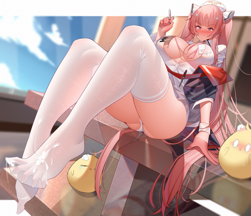 azur_lane cum pantsu perseus_(azur_lane) thighhighs