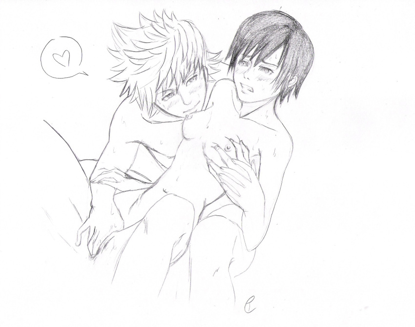 disney kingdom_hearts monochrome nipples roxas square_enix tagme xion