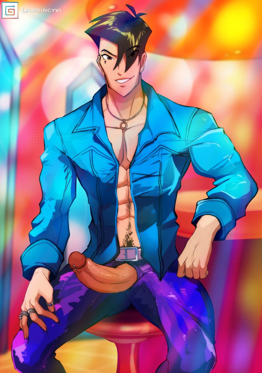 big_penis clothed darko darko_(winx_club) lilprincyvi male male_only prince_albert_piercing shirt solo solo_male winx_club