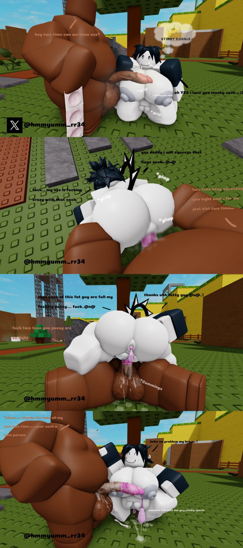 3d anal_sex cock_cheese comic comic_page condom_balloon condom_in_ass condom_on_penis corruption cum dirty_penis fat_ass fat_male forsaken_(roblox) hmmyumm nude_female roblox roblox_game robloxian source_request two_time