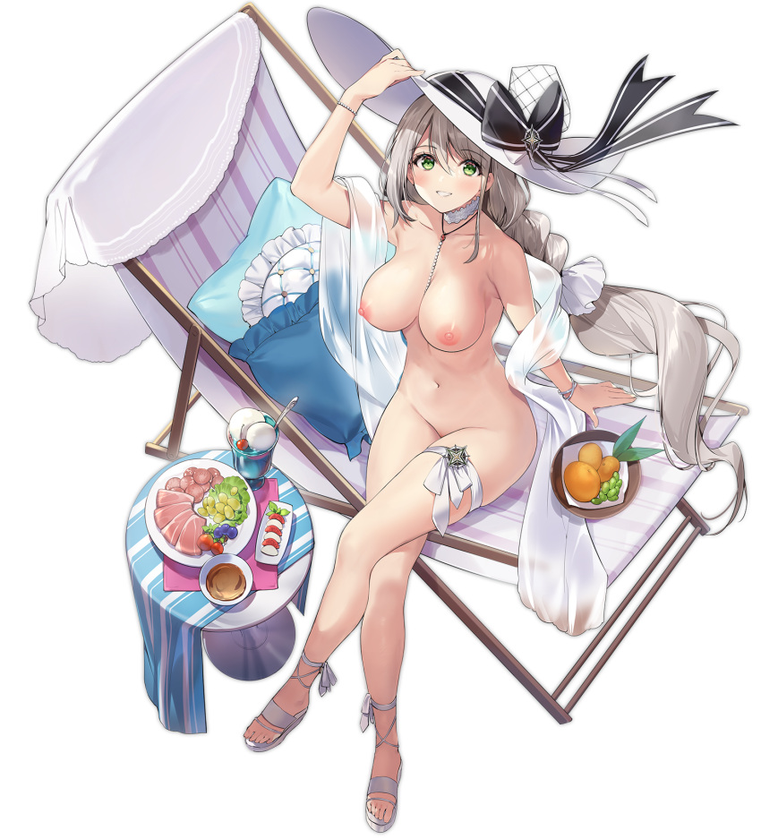 1girls aquila_(azur_lane) aquila_(sardegnian_shallows_and_sunshine)_(azur_lane) azur_lane female female_only garter light-skinned_female light_skin naked necomi nipples photoshop pussy sardegna_empire_(azur_lane) transparent_png uncensored