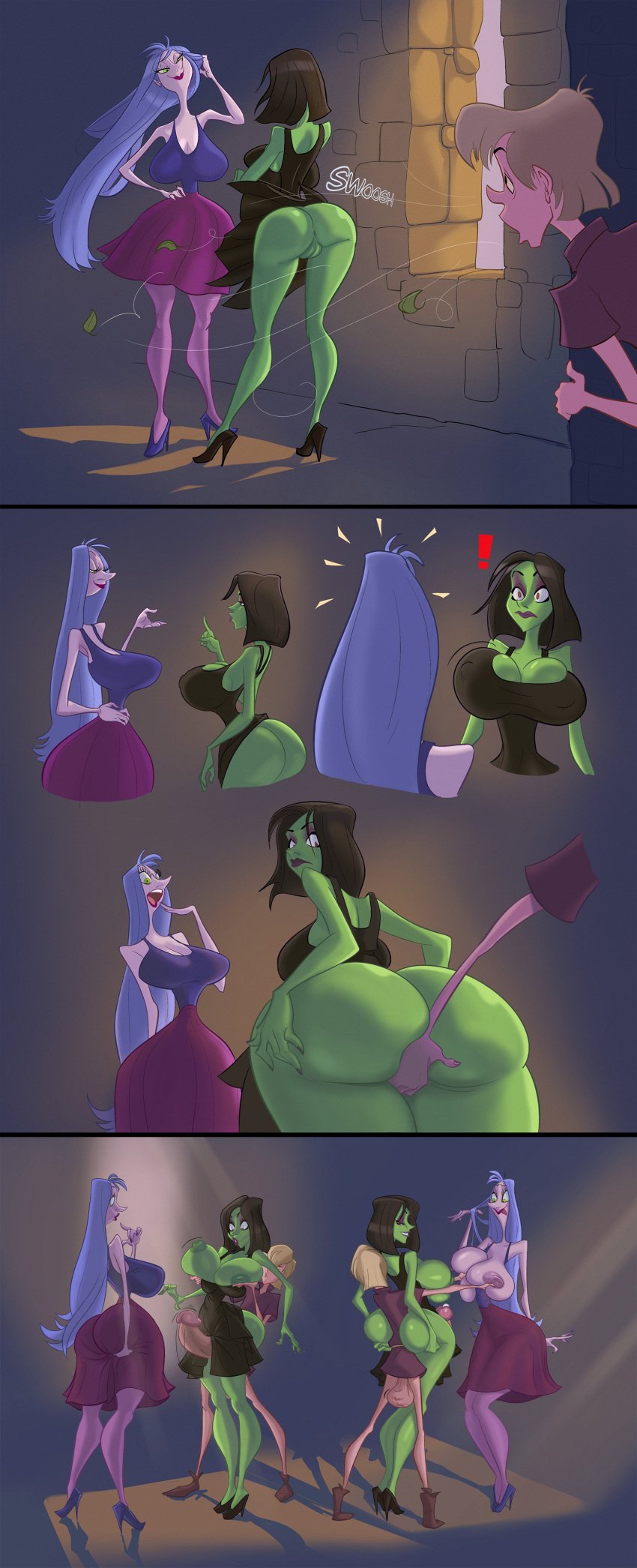 1boy 2girls arthur_(sword_in_the_stone) arthur_pendragon arthurian_legends ass ass_grab balls ballsack banjo-kazooie bimbo breast_grab breasts bubble_ass bubble_butt commission crossover disney disney_villains edit female fingering game_over_gruntilda gilf green_eyes green_skin grope gruntilda gruntilda_winkybunion hourglass_figure human john_coffe large_breasts long_hair looking_back madam_mim male mature_female nipples no_panties open_mouth penis precum purple_hair pussy rareware size_difference skirt_lift surprise tagme the_sword_in_the_stone thick_ass thick_thighs thigh_sex tongue tongue_out voluptuous wet_pussy wind_lift witch